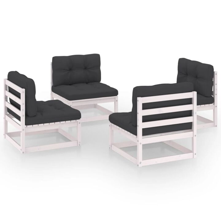 vidaXL 4 Piece Garden Lounge Set with Cushions Solid Pinewood