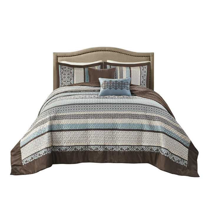 Gracie Mills Irmgard 5-Piece Reversible Jacquard Bedspread Set