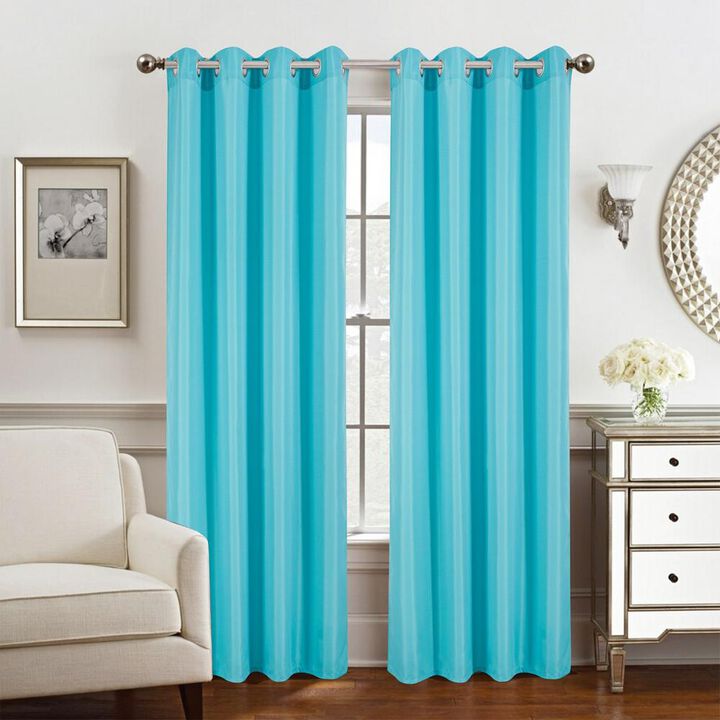 Olivia Gray Gilbert Solid Single Grommet Curtain Panel Pair - 54x84", Turquoise