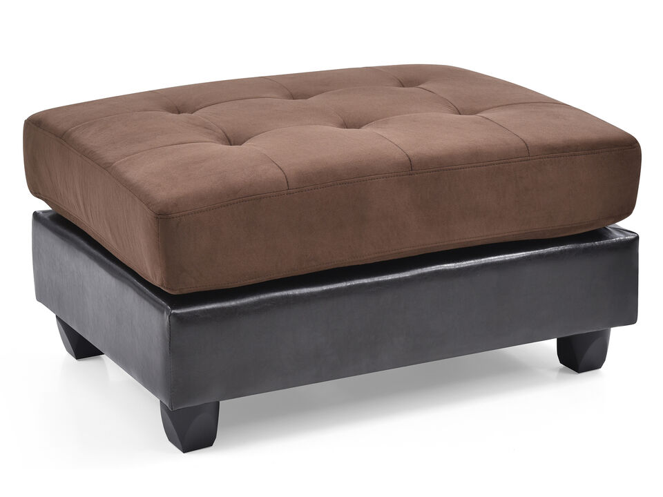 Pounder Chocolate Faux Leather Upholstered Ottoman