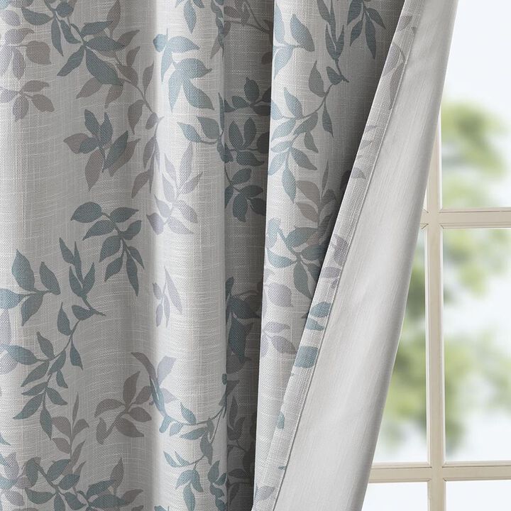 Belen Kox Aqua Printed Botanical Blackout Window Panel, Belen Kox