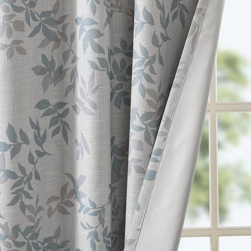 Belen Kox Aqua Printed Botanical Blackout Window Panel, Belen Kox