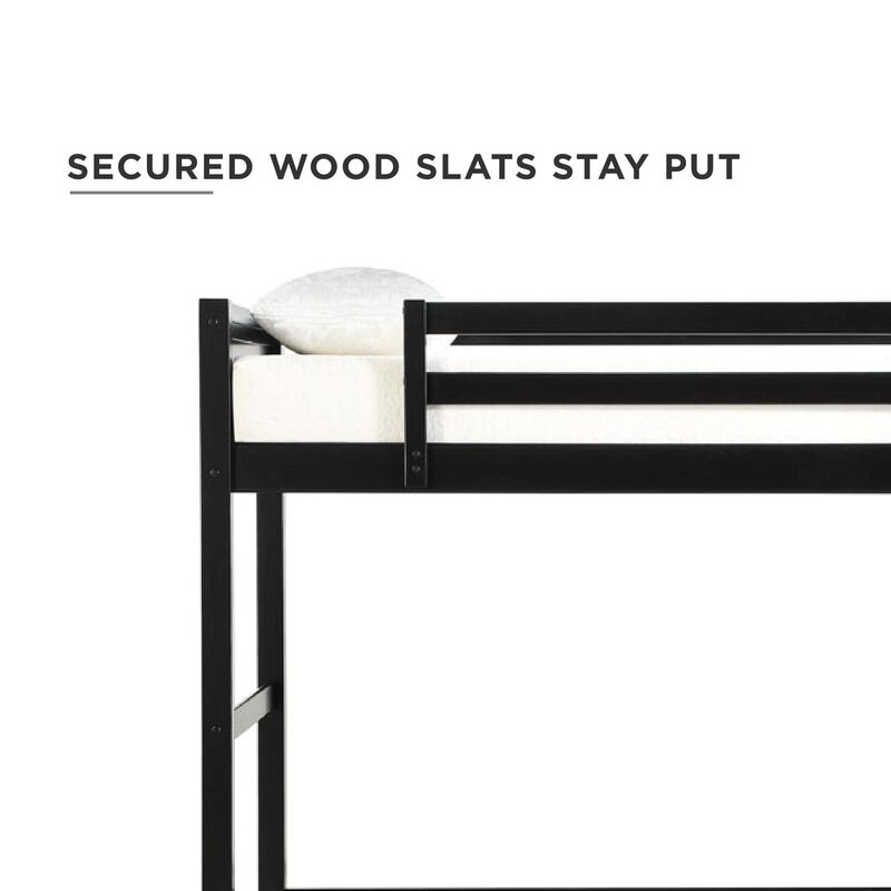 Atwater Living Rollins Twin Wooden Loft Bed with Ladder and Safety Railings