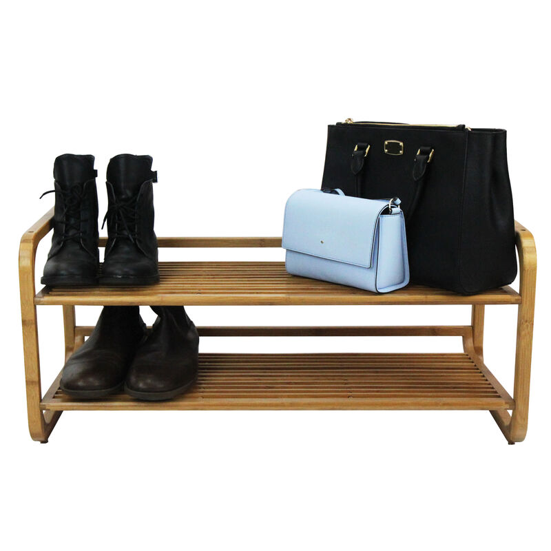 Oceanstar  2 Tier Bamboo Shoe Rack, Rounded