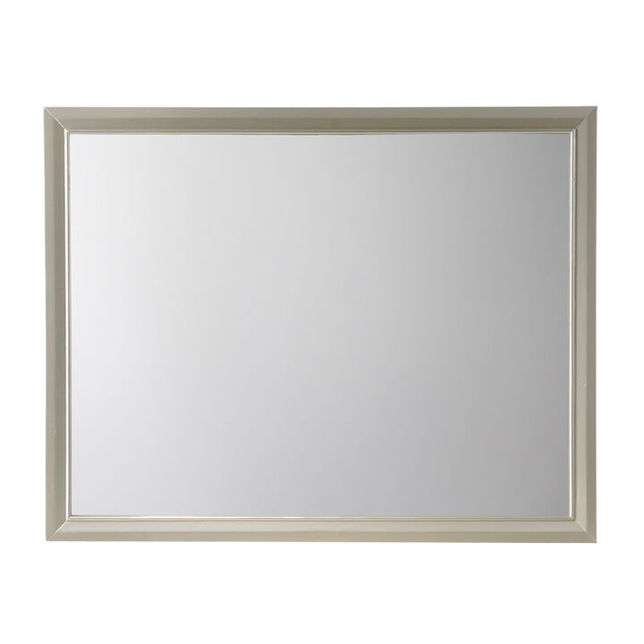 Rectangular Wood Encased Dresser Top Mirror, Champagne Silver-Benzara
