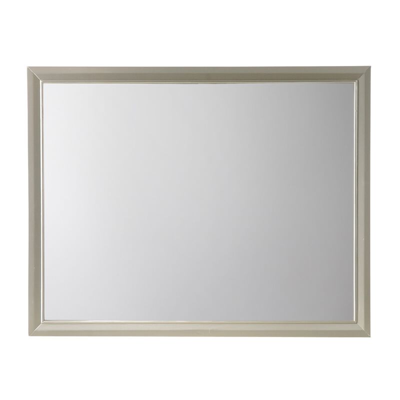 Rectangular Wood Encased Dresser Top Mirror, Champagne Silver-Benzara