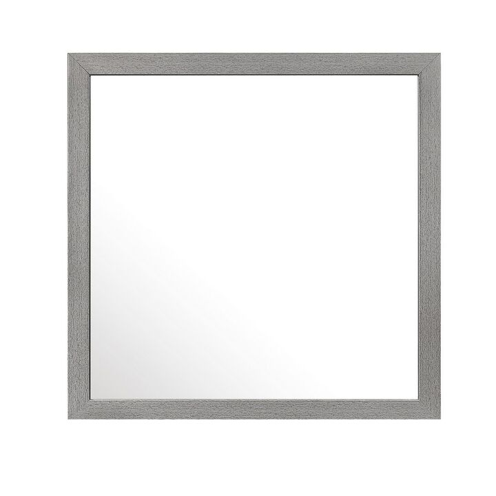 Benjara, Gray Sami 40 x 40 Dresser Mirror, Embossed Texture, Modern Style, Wood