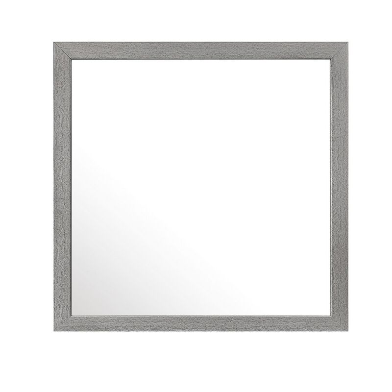 Benjara, Gray Sami 40 x 40 Dresser Mirror, Embossed Texture, Modern Style, Wood