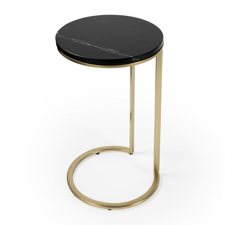 28"" Black Marble Round End Table