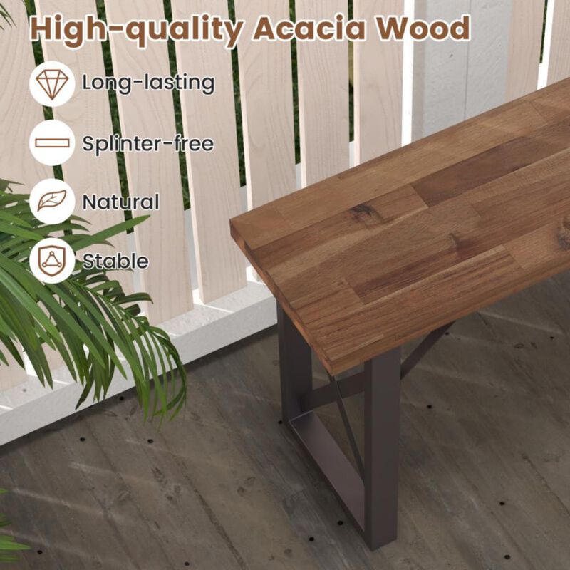Hivvago Outdoor Picnic Bench Set Solid Acacia Wood Patio Rectangular Benches