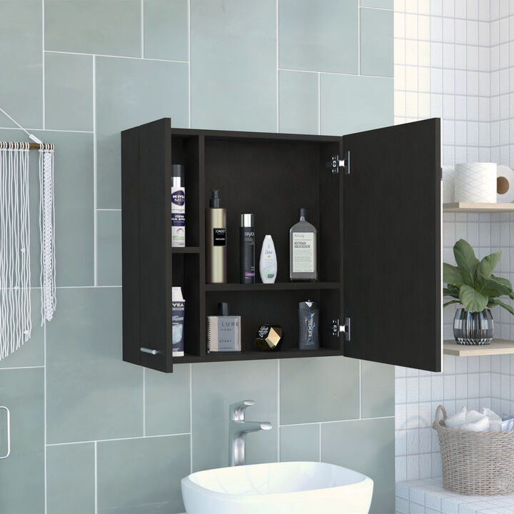 DEPOT E-SHOP Harbor Medicine Double Door Cabinet,Four Interior Shelves, Black