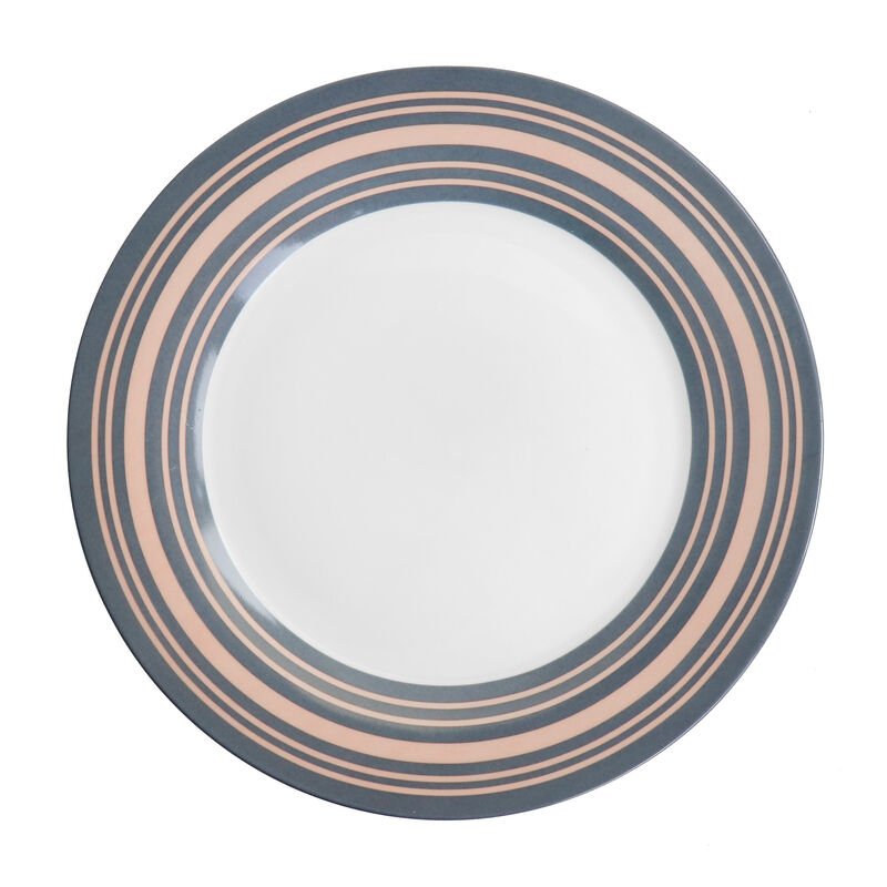 Gibson Home Silver Wind 16 Piece Fine Ceramic Dinnerware Set in Grey and Pink