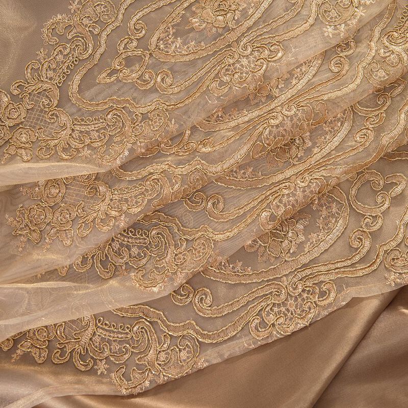 RT Designers Collection Dayton Emb Attached Valance Backing Blackout Window Curtains 50" x 84" Gold/Gold