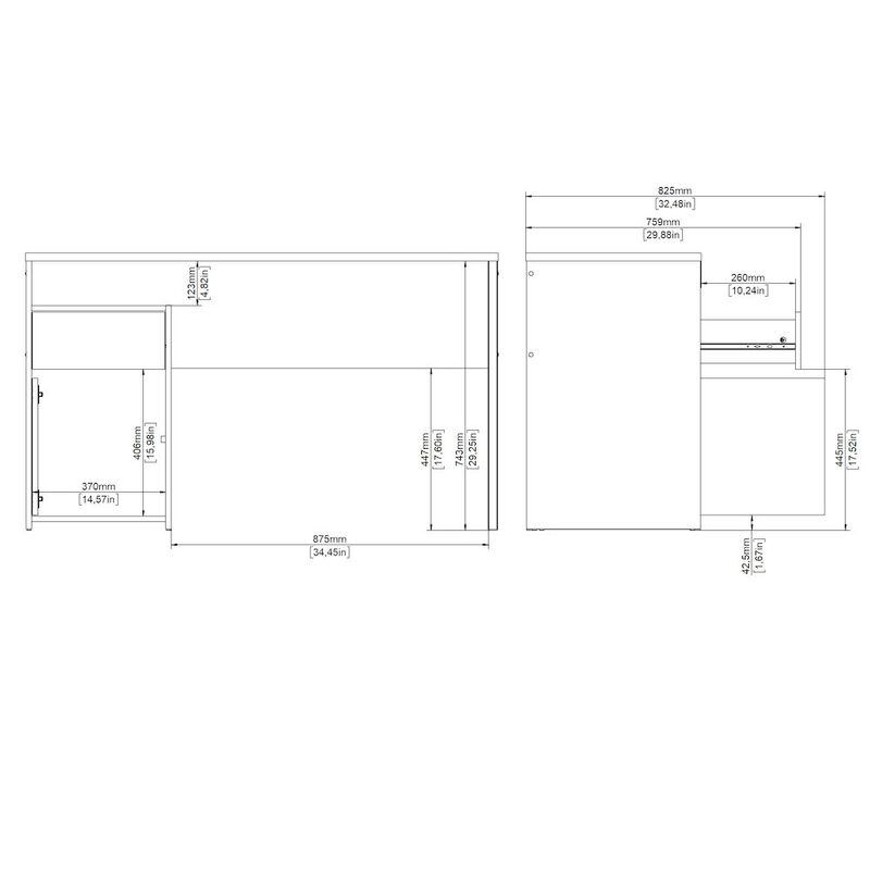 Tvilum Home Office Writing Desk with 1 Door and 1 Drawer