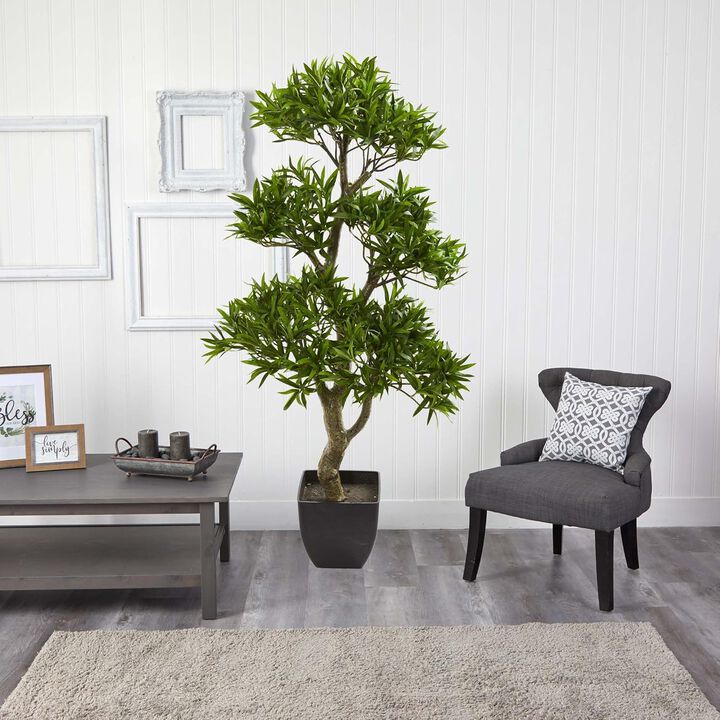 Hivvago 37 Inches Bonsai Styled Podocarpus Artificial Tree