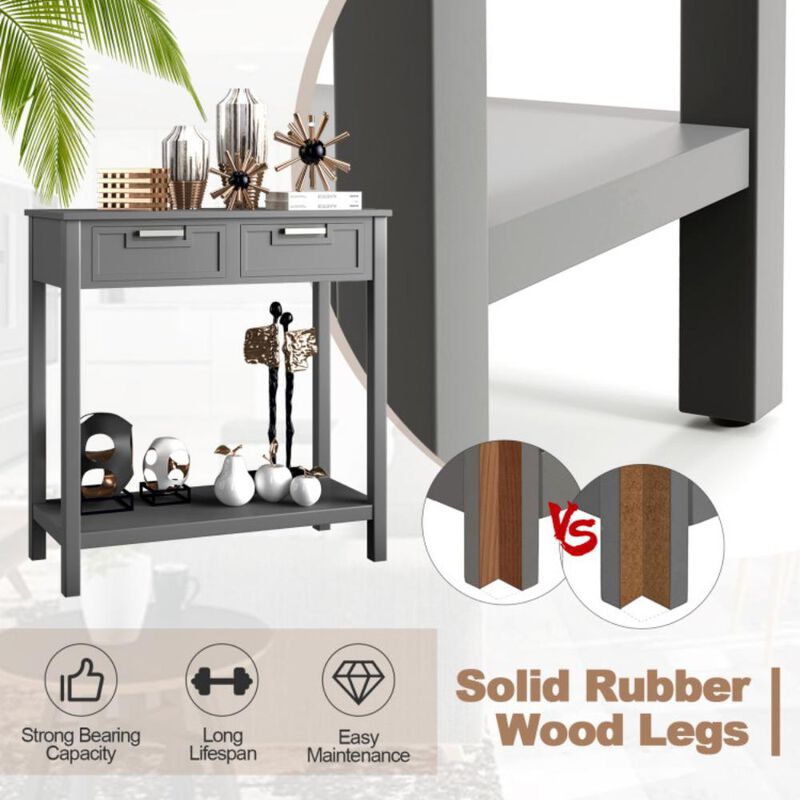 Hivvago Narrow Console Table with Drawers and Open Storage Shelf