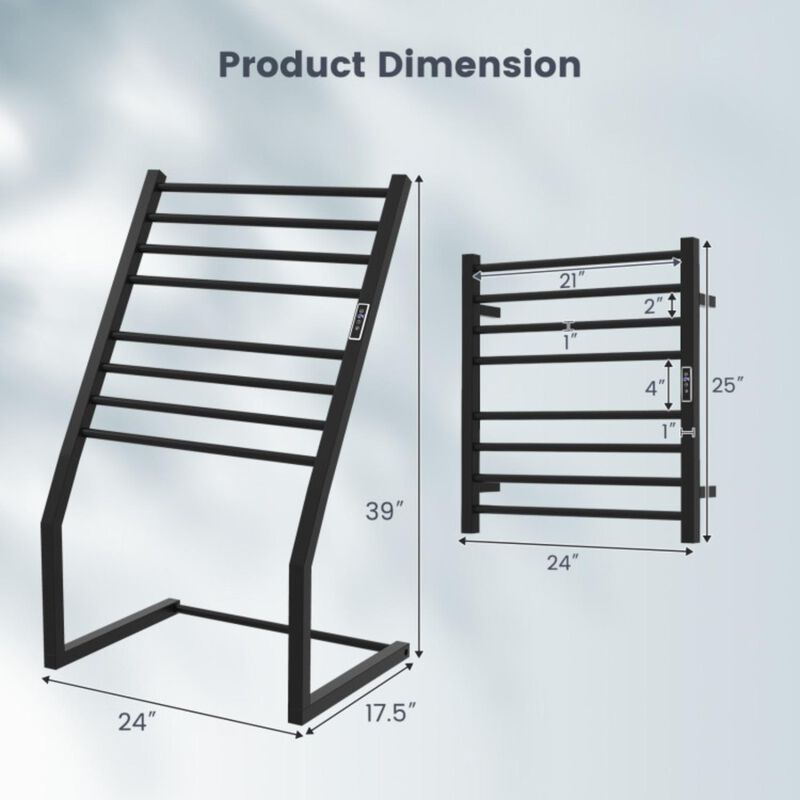 Hivvago 8 Bars Freestanding Wall Mounted Towel Warmer Rack with LED Display