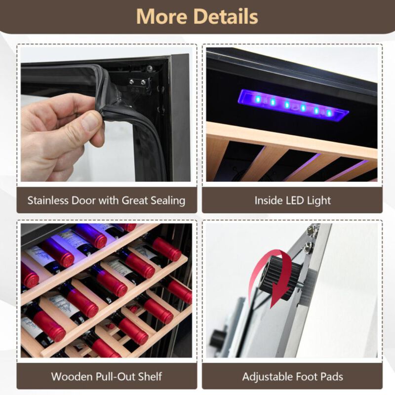 Costway 20 Inch Wine Refrigerator for 33 Bottles and Tempered Glass Door