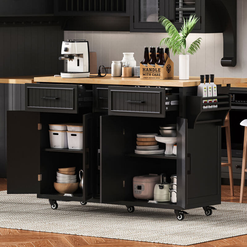 Merax Vertical Stripe Rolling Kitchen Cart on Wheels
