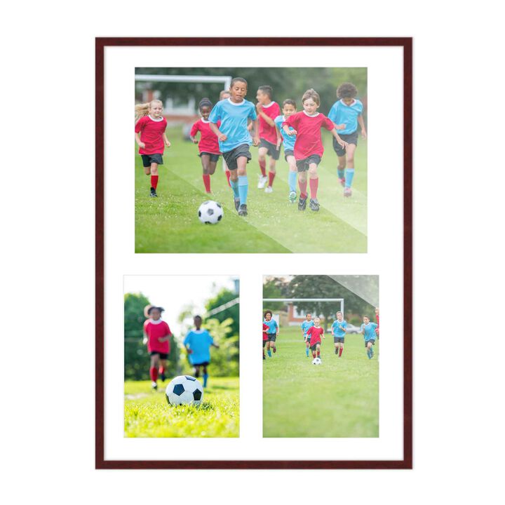 12x17 Wood Collage Frame with a White Mat for 8x10 & 5x7 Pictures
