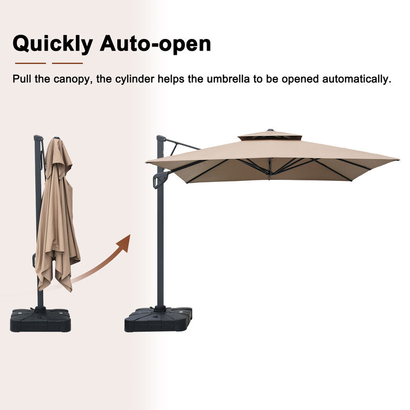 MONDAWE 10ft Square Offset Cantilever Outdoor Patio Umbrella with Included Base