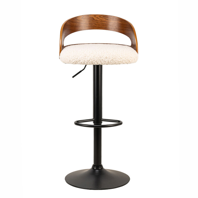 VICTORIA Set of 2 Wood and Leather Bar Stools