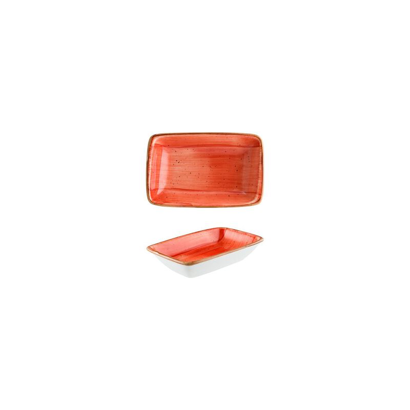 Terracota 6" x 3.75" x h:1.25" 6 oz. Rectangular Terracotta Porcelain Deep Plate (Set of 2)