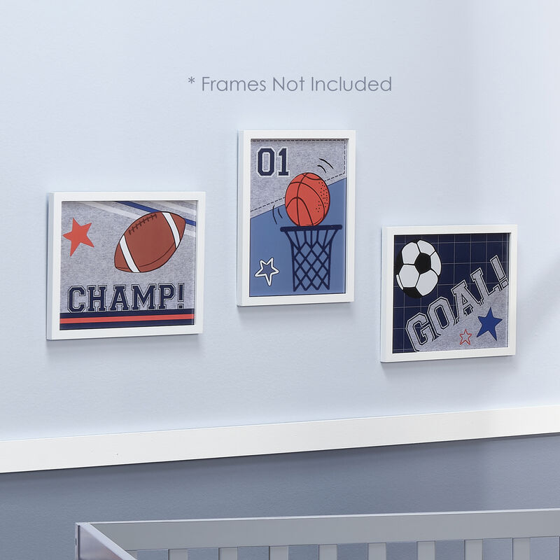 Lambs & Ivy Baby Sports 3 Piece Unframed Nursery/Child Wall Art 11� X 14�