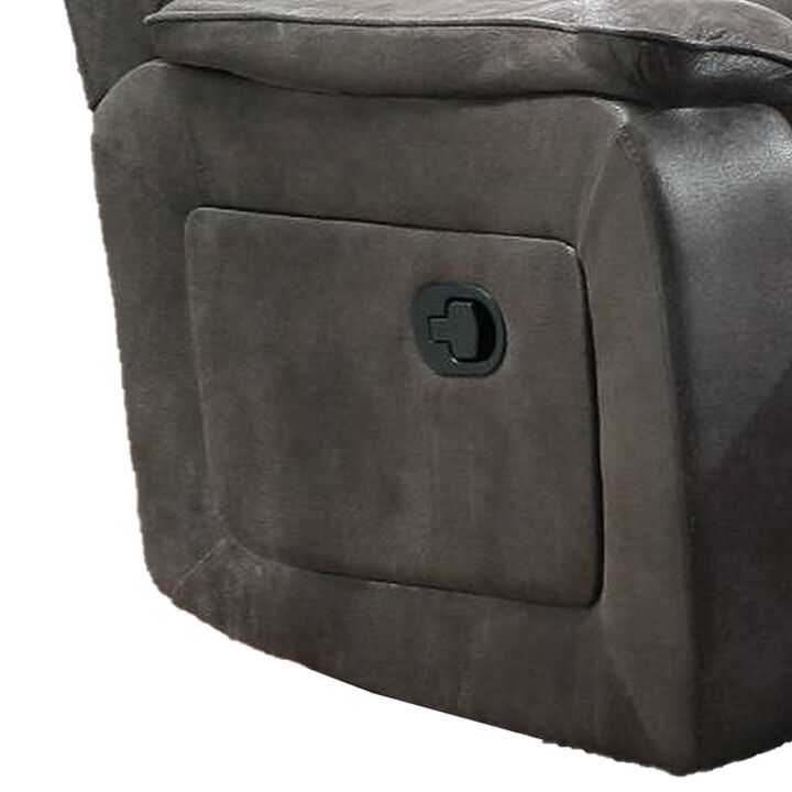 Fabric Manual Recliner Chair with Pillow Top Arms, Gray-Benzara