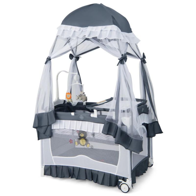 Hivvago Convertible Bassinet with Removable Changing Table and Detachable Mesh Net-Hot