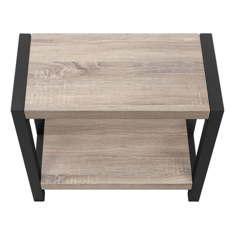 Monarch Specialties I 2083 Accent Table, Side, End, Narrow, Small, 2 Tier, Living Room, Bedroom, Metal, Laminate, Brown, Black, Contemporary, Modern