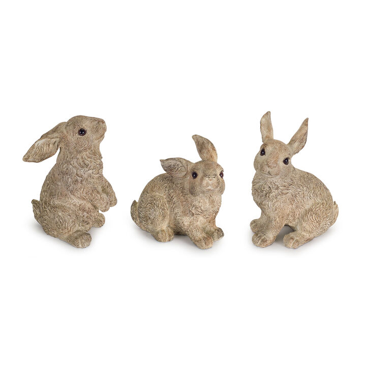 Decorative Rabbit Figurines Set of 3 in Stone Powder and Resin