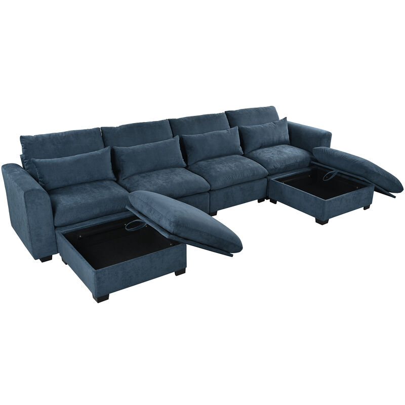 Merax Modular Corner Sofa with 2 Ottomans