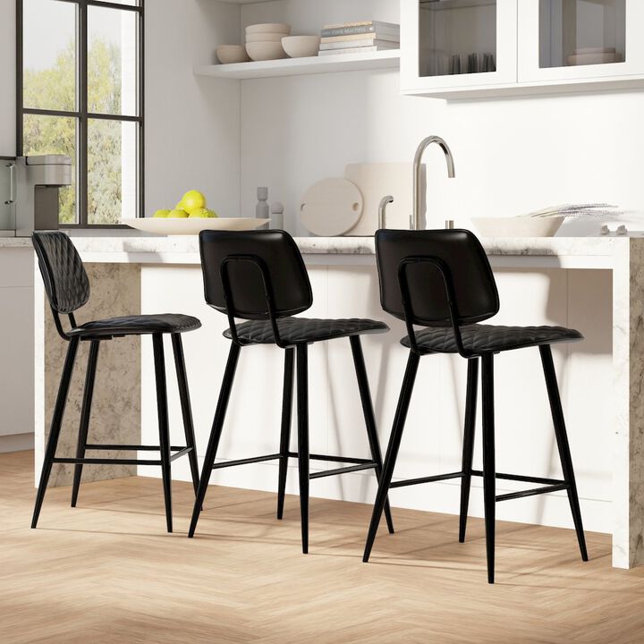 Simpli Home Raya Counter Height Stool (Set Of 2) In Black Vegan Faux Leather