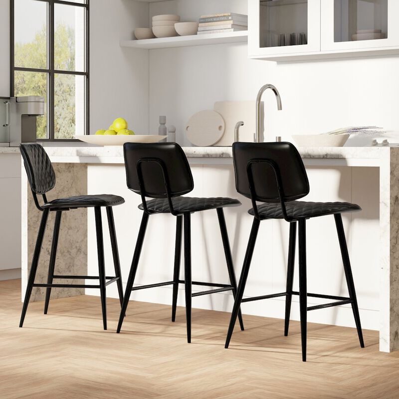 Simpli Home Raya Counter Height Stool (Set Of 2) In Black Vegan Faux Leather