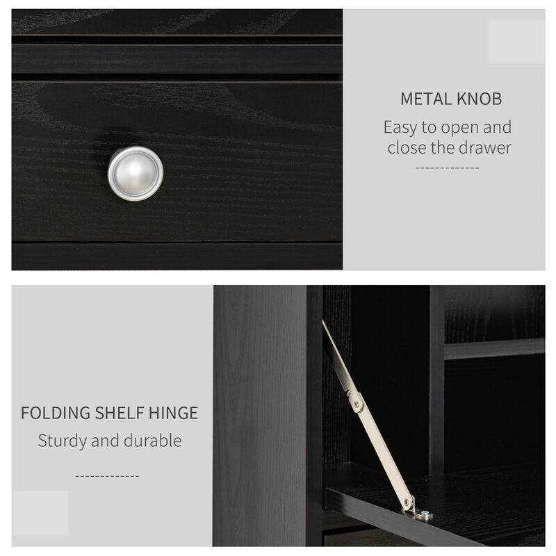 Black Space-Saver: Wall Mounted Desk with Foldable Tabletop