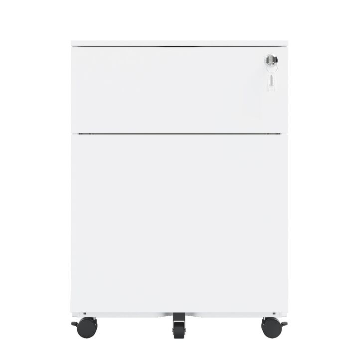 Steel 2-Drawer Mobile File Cabinet with Lock for Office and Home Use