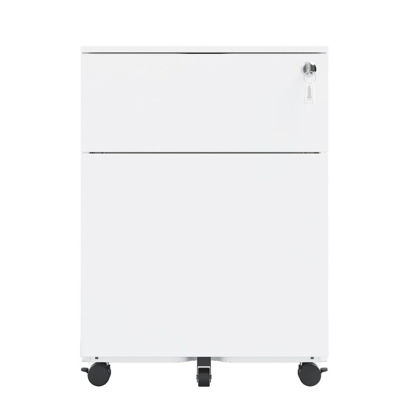 Steel 2-Drawer Mobile File Cabinet with Lock for Office and Home Use