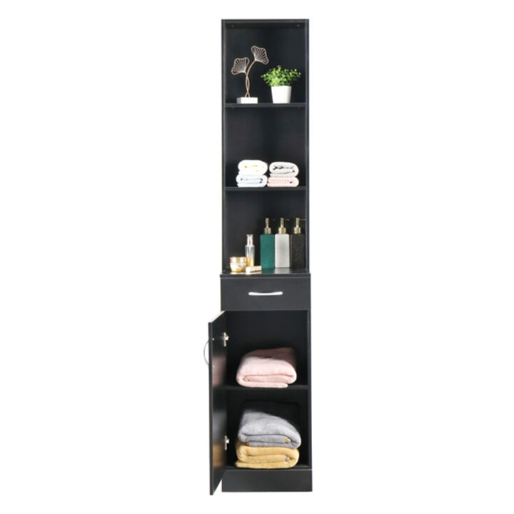 Modern Bathroom High Cabinet with One Door Drawer and Three Storage Sections