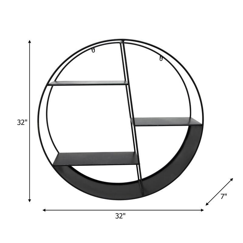 32" 4-layered Round Shelf, Black