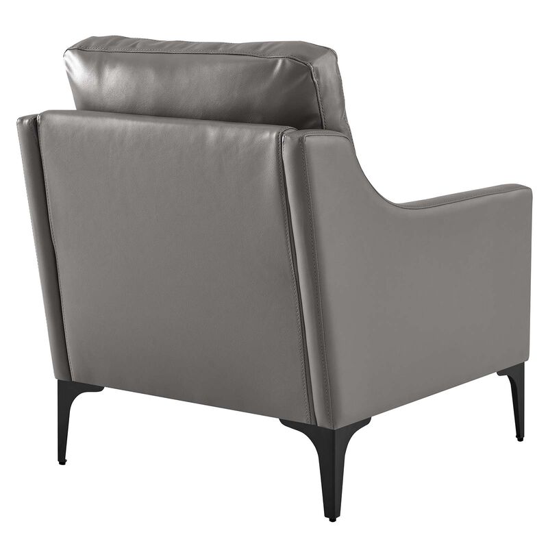 Corland Leather Armchair Gray