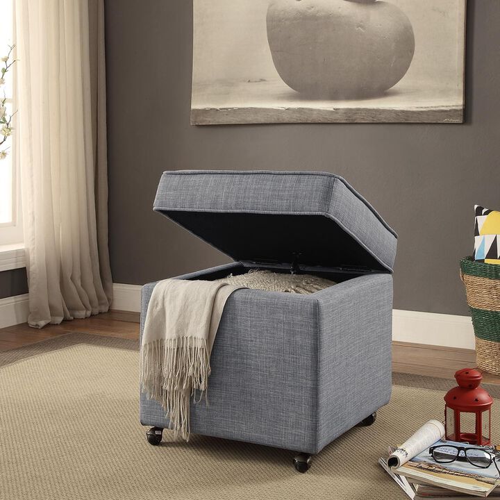 Inspired Home Francis Linen Ottoman