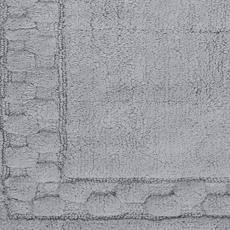 Splendid Soft Plush Cotton Bath Rug Features Fashionable Sculptured Border Design And Non-Slip 17" X 24" Silver