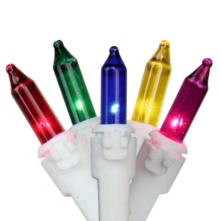 50-Count Red and Green Mini Icicle Christmas Light Set - 6ft White Wire