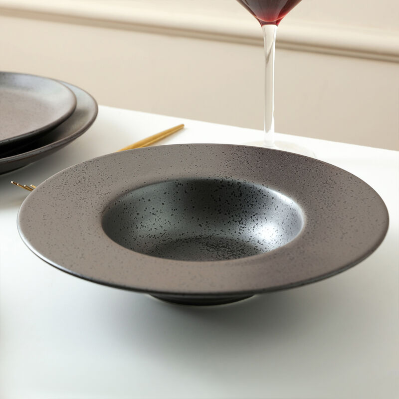 Stone Lain Valencia Porcelain 32 Piece Dinnerware Set, Metallic Grey