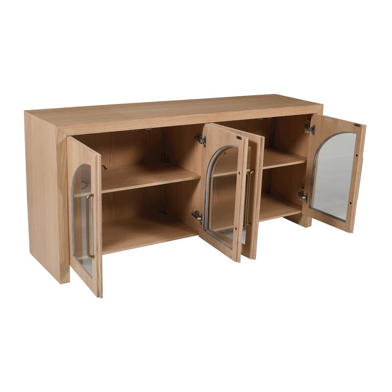 Jofran Archimedes 60" Curved Arch Four Door Sideboard Storage Cabinet
