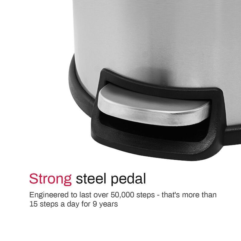 1.32 Gallon Stainless Steel Trash Can.