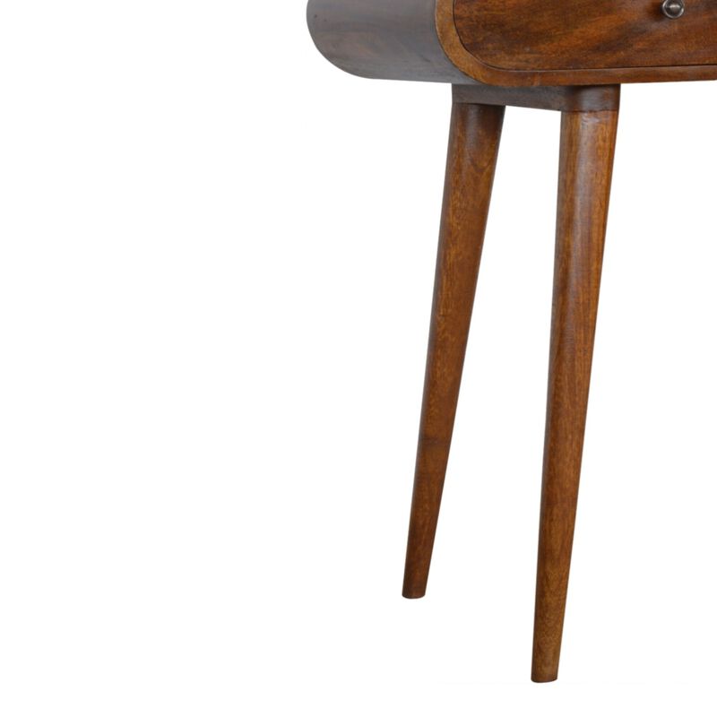 Solid Wood 2 Drawer Chestnut Curved Edge Console Table