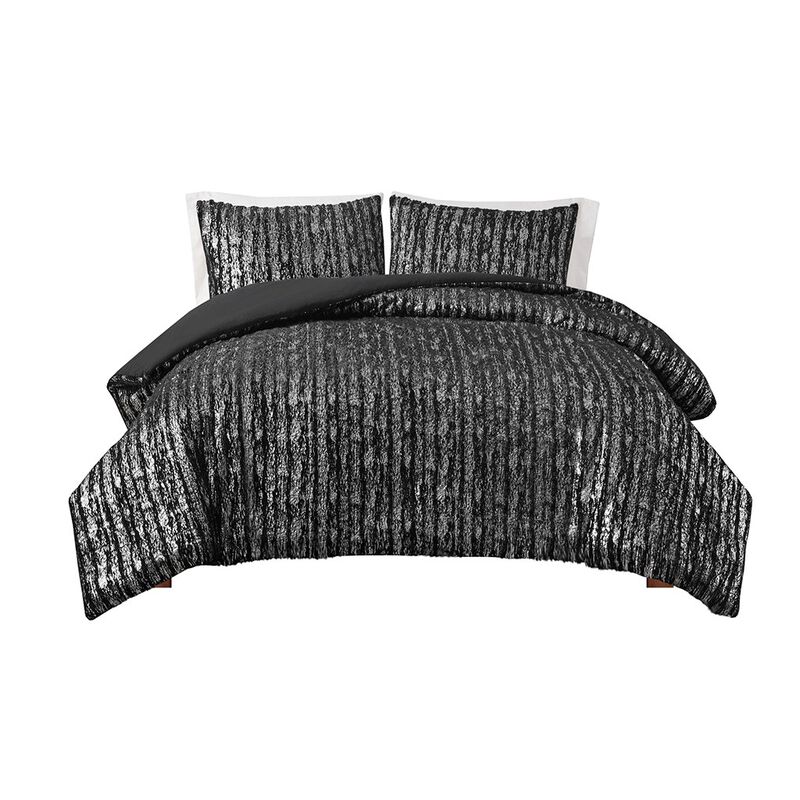 Gracie Mills Maelona Metallic Print Faux Fur Duvet Cover Set