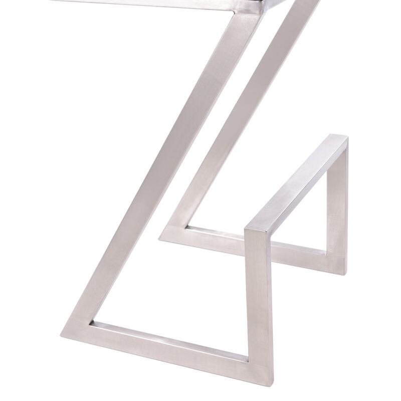 Atlantis  Counter Height Backless Grey Faux Leather and Brushed Stainless Steel Bar Stool
